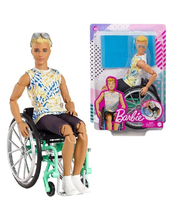 ⁦Barbie Fashionistas Ken Doll with Wheelchair دمية كين من باربي فاشونيستا مع كرسي متحرك⁩ - الصورة ⁦5⁩