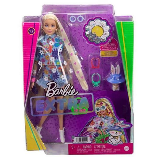 Barbie Extra Doll With Pet Bunny دمية باربي اكسترا مع أرنب أليف