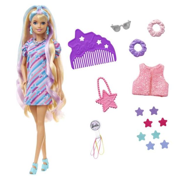 Barbie Totally Hair Star-themed Doll باربي ذات الشعر الكامل ذات الطابع النجمي - Image 6