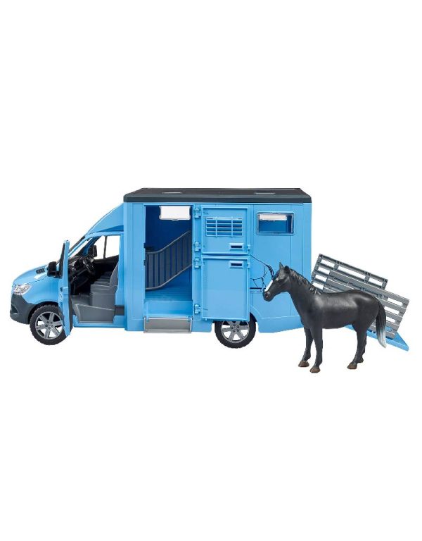 ⁦Bruder MB Sprinter Animal Transporter with 1 Horseشاحنة نقل الحيوانات برودر مع حصان واحد⁩ - الصورة ⁦10⁩
