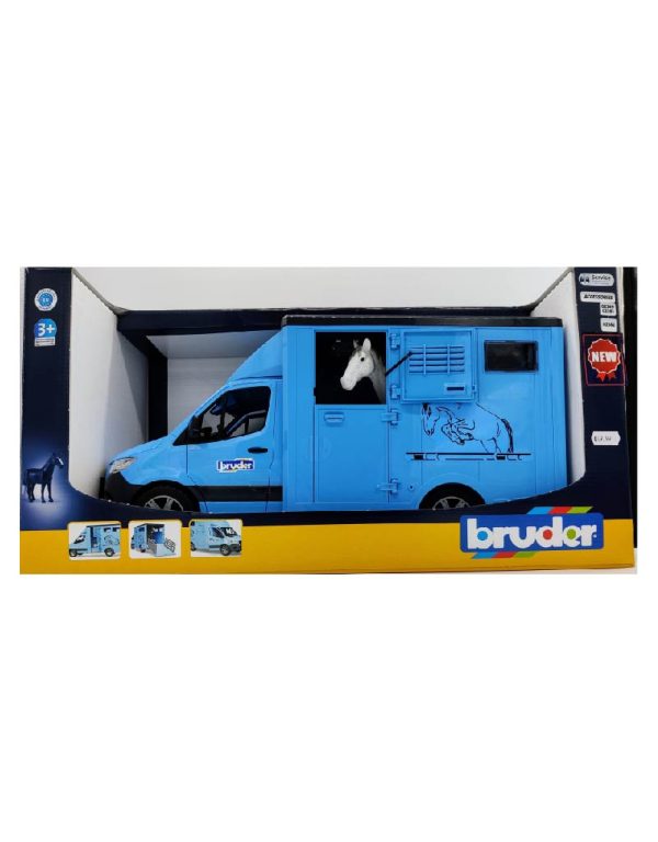 Bruder MB Sprinter Animal Transporter with 1 Horseشاحنة نقل الحيوانات برودر مع حصان واحد