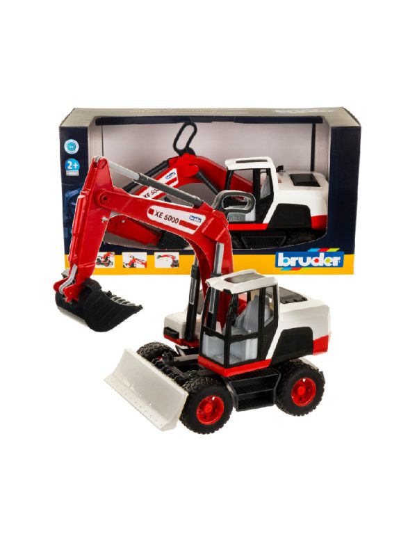 حفارة برودر Bruder Wheeled Excavator Red/White - Image 9