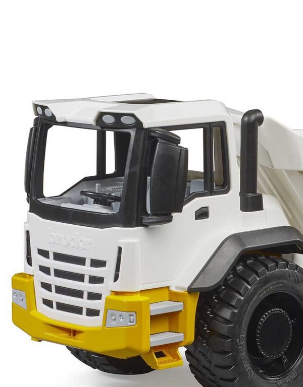 ⁦Bruder Dumper Truck Yellow/White شاحنة برودر قلابة⁩ - الصورة ⁦9⁩